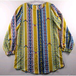 Anthropologie Francescas Bird Cage Aztec Long Sleeve Tunic Shirt Large Geometric